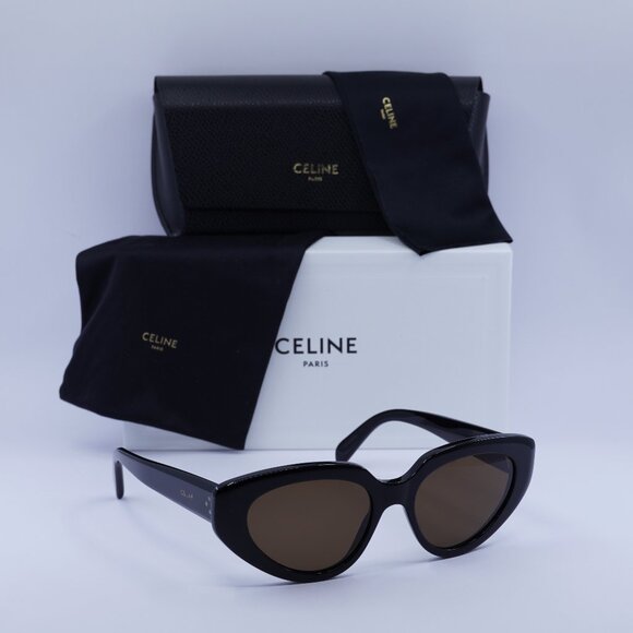 Celine CL40286I 01E Cat Eye Sunglasses–Shiny Black/Brown - Picture 1 of 10